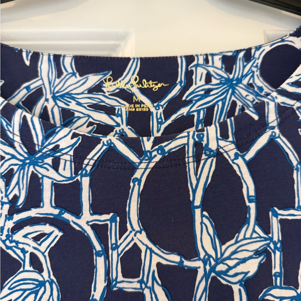 Lilly Pulitzer Navy & Pink Printed Dress Size M | Preppy Resort Shift Dress - Picture 2 of 3